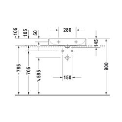 Duravit DuraSquare Waschtisch470x600x145mm wandh. Weiß Hochglanz, Rechteckig, DuraC... DURAVIT-2353600041 4053424151076 (Abb. 1)