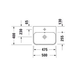 Duravit Happy D.2 Plus Aufsatzbecken 500mm, Weiß Hochglanz, WonderGliss, rechtecki... DURAVIT-23605000001 4053424896830 (Abb. 1)