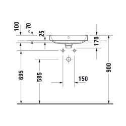 Duravit Happy D.2 Plus Aufsatzbecken 500mm, Weiß Hochglanz, WonderGliss, rechtecki... DURAVIT-23605000001 4053424896830 (Abb. 1)