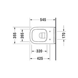 Duravit D-Code Wand-WC 545x355x360mm, Weiß Hochglanz, 4,5l, Tiefspüler, rimless, wa... DURAVIT-2570090000 4053424187761 (Abb. 1)