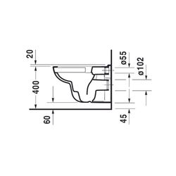 Duravit D-Code Wand-WC 545x355x360mm, Weiß Hochglanz, 4,5l, Tiefspüler, rimless, wa... DURAVIT-2570090000 4053424187761 (Abb. 1)