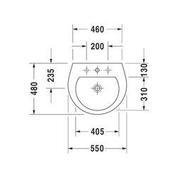 Duravit Waschtisch Darling New 480x550x175mm wandh. Weiß Hochglanz, Halbrund, Wond... DURAVIT-26215500001 4021534606120 (Abb. 1)