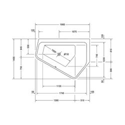 Duravit Paiova Badewanne 5 460x1400x1900mm, 267l, Weiß glänzend, Fünfeck, Ecke... DURAVIT-700397000000000 4021534992766 (Abb. 1)