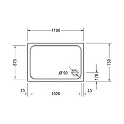 Duravit D-Code Duschwanne 750x1100x85mm, Rechteckig, Weiß glänzend, aus Sanitä... DURAVIT-720097000000000 4021534822803 (Abb. 1)