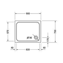 Duravit D-Code Duschwanne 750x900x85mm, Rechteckig, Weiß glänzend, aus Sanitär... DURAVIT-720104000000000 4021534824067 (Abb. 1)
