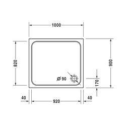 Duravit D-Code Duschwanne 900x1000x85mm, Rechteckig, Weiß glänzend, aus Sanitä... DURAVIT-720107000000000 4021534824180 (Abb. 1)