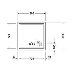 Duravit Starck Slimline Duschwanne 800x800x45mm, Quadratisch, Weiß, aus Sanitä... DURAVIT-720114000000000 4021534887413 (Abb. 1)