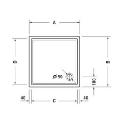 Duravit Starck Slimline Duschwanne 800x800x45mm, Quadratisch, Weiß, aus Sanitä... DURAVIT-720114000000000 4021534887413 (Abb. 1)