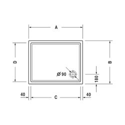 Duravit Starck Slimline Duschwanne 750x900x45mm, Rechteckig, Weiß glänzend, au... DURAVIT-720117000000000 4021534888601 (Abb. 1)