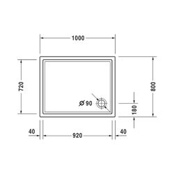 Duravit Starck Slimline Duschwanne 800x1000x50mm, Rechteckig, Weiß glänzend, a... DURAVIT-720119000000000 4021534889141 (Abb. 1)