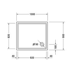 Duravit Starck Slimline Duschwanne 900x1000x50mm, Rechteckig, Weiß glänzend, a... DURAVIT-720120000000000 4021534891441 (Abb. 1)