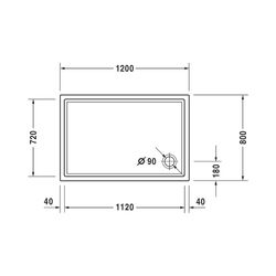 Duravit Starck Slimline Duschwanne 800x1200x55mm, Rechteckig, Weiß glänzend, a... DURAVIT-720121000000000 4021534891540 (Abb. 1)