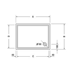 Duravit Starck Slimline Duschwanne 800x1200x55mm, Rechteckig, Weiß glänzend, a... DURAVIT-720121000000000 4021534891540 (Abb. 1)