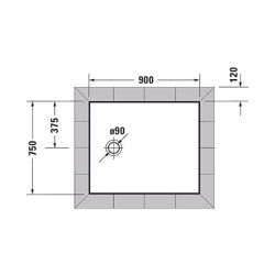 Duravit Tempano Duschwanne Halbeinbau Bodenbündig 750x900x40mm, Rechteckig, We... DURAVIT-720191000000000 4053424675237 (Abb. 1)
