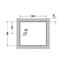 Duravit Tempano Duschwanne Halbeinbau Bodenbündig 900x1000x40mm, Rechteckig, W... DURAVIT-720195000000000 4053424675275 (Abb. 1)