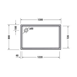 Duravit Starck Slimline Duschwanne 800x1300x60mm, Rechteckig, Weiß glänzend, a... DURAVIT-720235000000000 4053424689081 (Abb. 1)