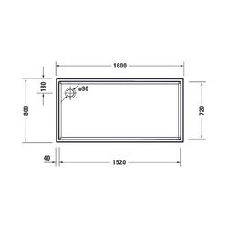 Duravit Starck Slimline Duschwanne 800x1600x60mm, Rechteckig, Weiß glänzend, A... DURAVIT-720238000000001 4053424691909 (Abb. 1)