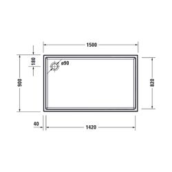 Duravit Starck Slimline Duschwanne 900x1500x60mm, Rechteckig, Weiß glänzend, a... DURAVIT-720243000000000 4053424689166 (Abb. 1)