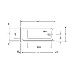 Duravit D-Code Whirlwanne Rechteckig, Einbau, 700x1600x420mm, Jet Project, 1 R... DURAVIT-760096000JP1000 4053424066073 (Abb. 1)