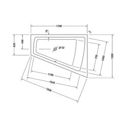 Duravit Paiova Whirlwanne Trapezförmig, Einbau, Ecke R 1300x1700x485mm, Jet-Sy... DURAVIT-760215000JS1000 4053424069715 (Abb. 1)