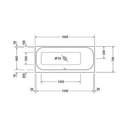 Duravit Happy D.2 Plus Whirlwanne rechteckig, Einbau, 700x1600x480mm Air-Syste... DURAVIT-760309000AS0000 4053424453354 (Abb. 1)