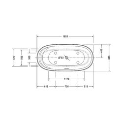 Duravit Cape Cod Whirlwanne Oval, Freistehend, 885x1855x507mm, Air-System, 2 R... DURAVIT-760330000AS0000 4053424453477 (Abb. 1)