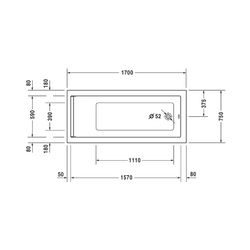 Duravit Starck Wannen Whirlwanne Rechteckig, Einbau, 750x1700x480mm Air-System... DURAVIT-760335000AS0000 4053424453521 (Abb. 1)