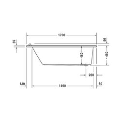 Duravit Starck Wannen Whirlwanne Rechteckig, Einbau, 800x1700x480mm Air-System... DURAVIT-760336000AS0000 4053424453538 (Abb. 1)