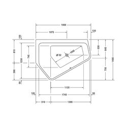 Duravit Paiova Whirlwanne 5 Fünfeck Einbau Ecke L 1400x1900x460mm Air-System 2... DURAVIT-760392000AS0000 4053424453750 (Abb. 1)