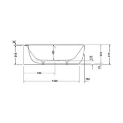 Duravit Luv Whirlwanne Oval, Ecke L, 950x1850x610mm, Air-System, 2 Rückenschrä... DURAVIT-760431000AS0000 4053424453941 (Abb. 1)