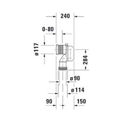 Duravit Vario-Ablaufbogen für Abgang senkrecht, Durchmesser Zulauf 75mm, Ablauf 90m... DURAVIT-8990250000 4053424184333 (Abb. 1)