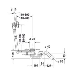 Duravit D-Code Ab- und Überlaufgarnitur, Chrom glänzend, rund mit Griffmulden,... DURAVIT-790226000001000 4021534405891 (Abb. 1)