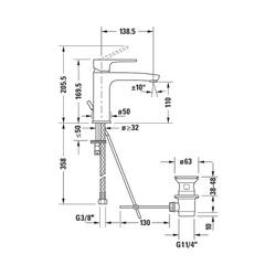 Duravit B.1 Einhebel-Waschtischmischer M, Chrom, 5l/min, Hebelgriff, mit Garnitur... DURAVIT-B11020001010 7612158494193 (Abb. 1)