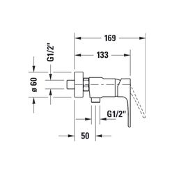 Duravit B.1 Einhebel-Brausemischer Aufputz, Chrom HG, Keramikm. Ausladung 133 mm,... DURAVIT-B14230000010 7612158494223 (Abb. 1)