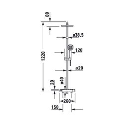 Duravit B.1 Duschsystem, Chrom, Thermostat, Hand- und Kopfbrause 250mm, 11l/min, ... DURAVIT-B14280008010 4053424865799 (Abb. 1)
