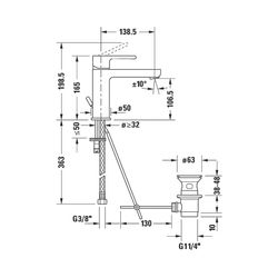 Duravit B.2 Einhebel-Waschtischmischer M, Chrom, 5l/min, Hebelgriff, Ausladung 13... DURAVIT-B21020002010 7612158494339 (Abb. 1)