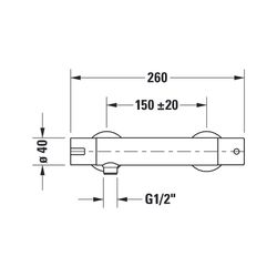 Duravit Brausethermostat B.2 Aufputz, Chrom HG, Thermostatk. Ausladung 70 mm, S-A... DURAVIT-B24220000010 7612158494391 (Abb. 1)