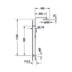 Duravit B.2 Duschsystem, Chrom, Thermostat, Hand- und Kopfbrause 250mm, 11l/min, ... DURAVIT-B24280008010 4053424865805 (Abb. 1)