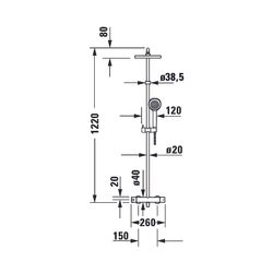 Duravit B.2 Duschsystem, Chrom, Thermostat, Hand- und Kopfbrause 250mm, 11l/min, ... DURAVIT-B24280008010 4053424865805 (Abb. 1)