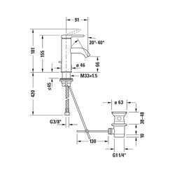 Duravit C.1 Einhebel-Waschtischmischer S, Chrom, 5l/min, Hebelgriff, mit Garnitur... DURAVIT-C11010001010 7612158491000 (Abb. 1)
