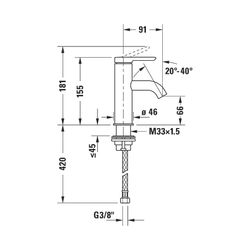 Duravit C.1 Einhebel-Waschtischmischer S, Chrom, 5l/min, Hebelgriff, Ausladung 91... DURAVIT-C11010002010 7612158491017 (Abb. 1)