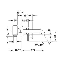 Duravit C.1 Einhebel-Waschtischmischer, Chrom, 5l/min, Hebelgriff, Ausladung 174m... DURAVIT-C11070003010 7612158491659 (Abb. 1)