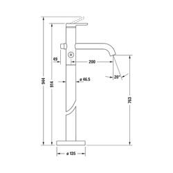 Duravit C.1 Einhebel-Wannenmischer bodenstehend, Chrom HG, Ausladung 201mm, Chrom... DURAVIT-C15250000010 7612158492168 (Abb. 1)