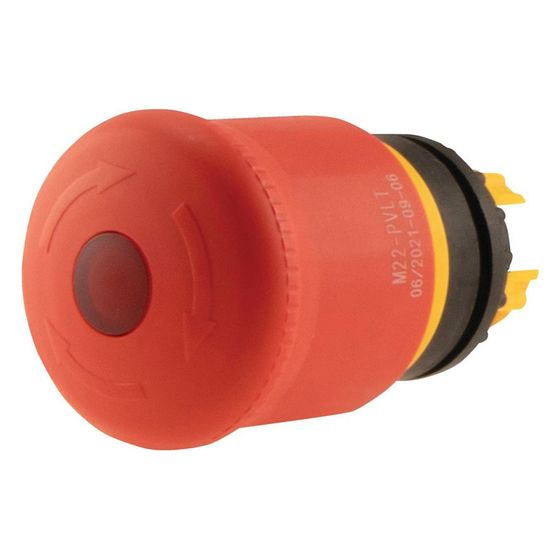Eaton NOT-HALT-Taste RMQ-Titan M22-PVLT, 38mm, Dreh-Entriegelung, Rot/Gelb