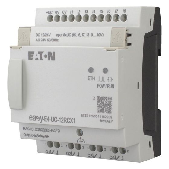 Eaton Steuerrelais easyE4 EASY-E4-UC-12RCX1, 12/24V DC 24V AC, 72x90x58mm