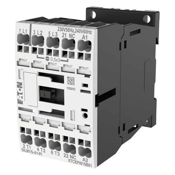 Eaton Leistungsschütz DILM15-01-PI, 3-polig, 7,5kW, 230V 50Hz, Push-in Klemmen, 68x45x75mm