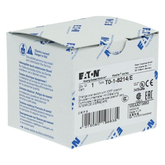 Eaton Umschalter T0 T0-1-8214/E, 20 A, 45 Grad, tastend, Kunststoff, IP65
