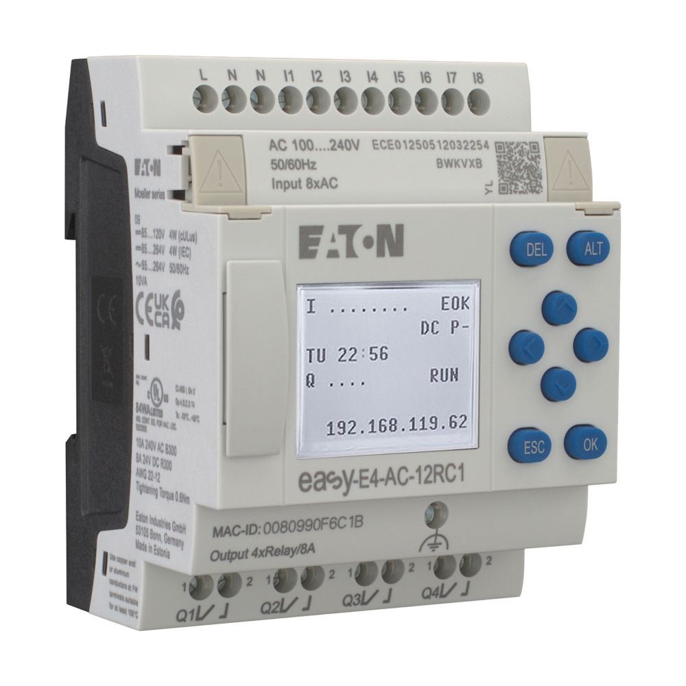 Eaton Steuerrelais easyE4 EASY-E4-AC-12RC1, 8 Digitaleingänge, 4 Relaisausgänge, 100-240V... EATON-197215 4015081939442 (Abb. 3)