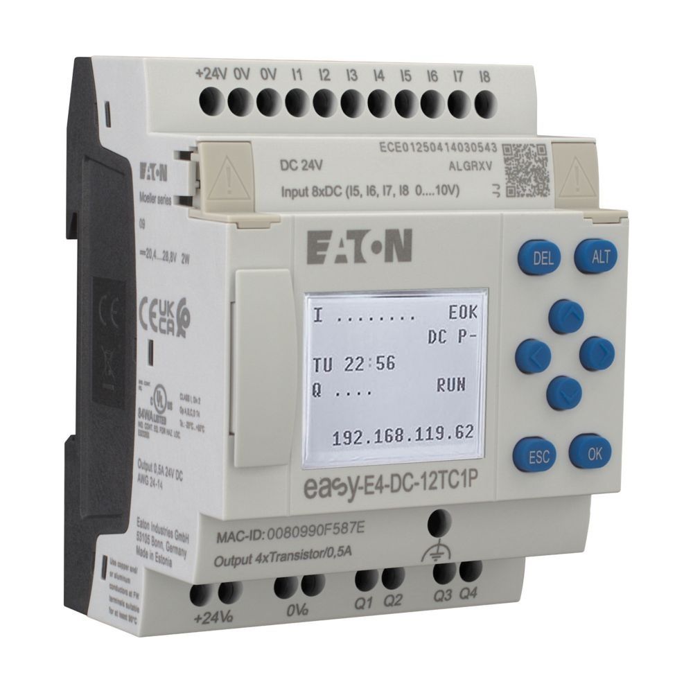Eaton Steuerrelais easyE4 EASY-E4-DC-12TC1P, 24V DC, 8 Digitaleingänge, Ethernet, mit Dis... EATON-197506 4015081940844 (Abb. 3)