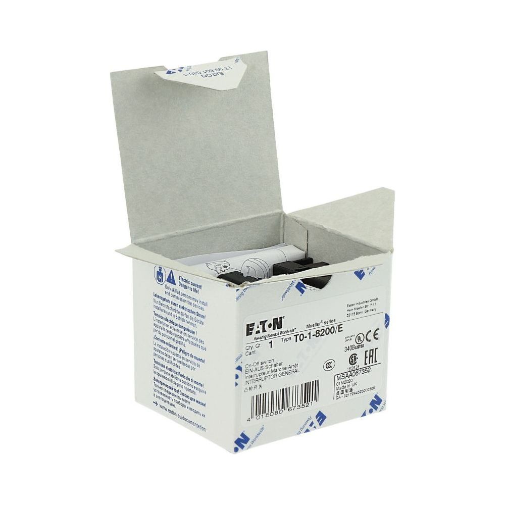 Eaton EIN-AUS-Schalter T0 T0-1-8200/E, 20A 5,5kW 90 Grad, Kunststoff, Schwarz... EATON-067352 4015080673521 (Abb. 11)